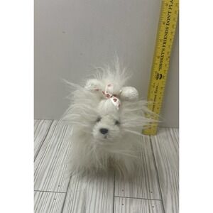 GANZ Webkinz Lil' Kinz White Yorkie Puppy Dog Plush Animal Toy Long Hair Bow
